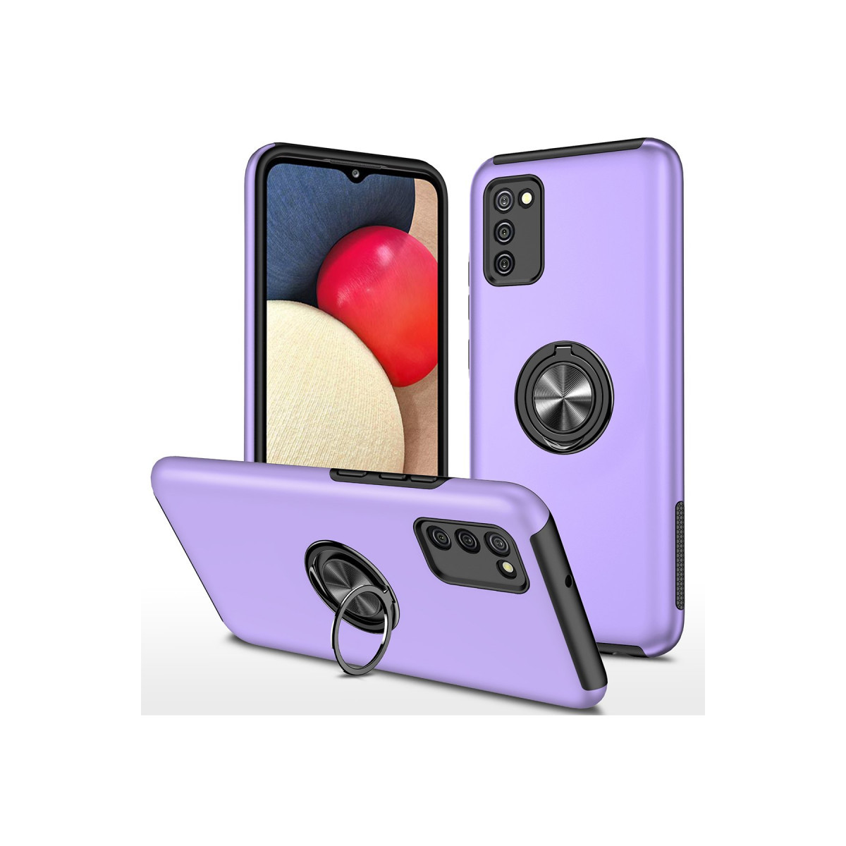 Galaxy A02S Kılıf Elit Yüzüklü Kapak - Mor