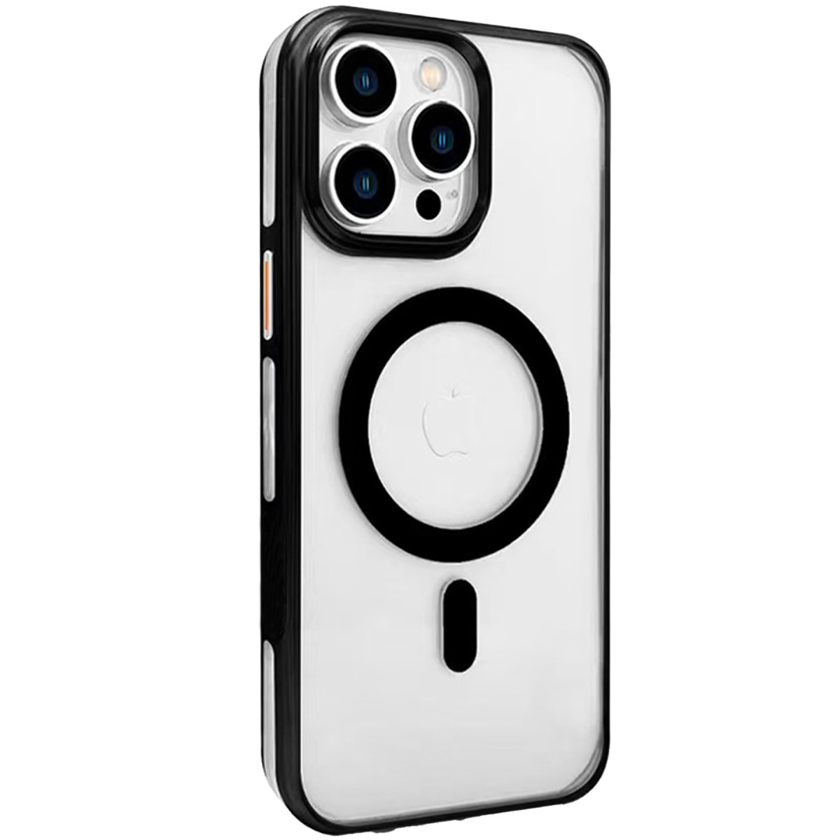 iPhone 15 Pro Max Gleam PC Sert Magsafe Kılıf - Şeffaf-Siyah