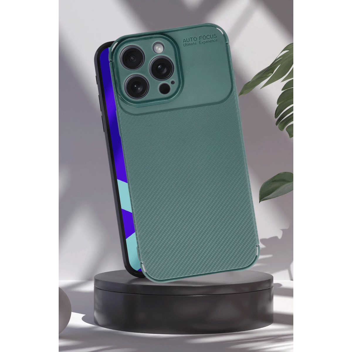 iPhone 16 Pro Max Kılıf Auto Focus Karbon Kapak - Koyu Yeşil — görsel 3