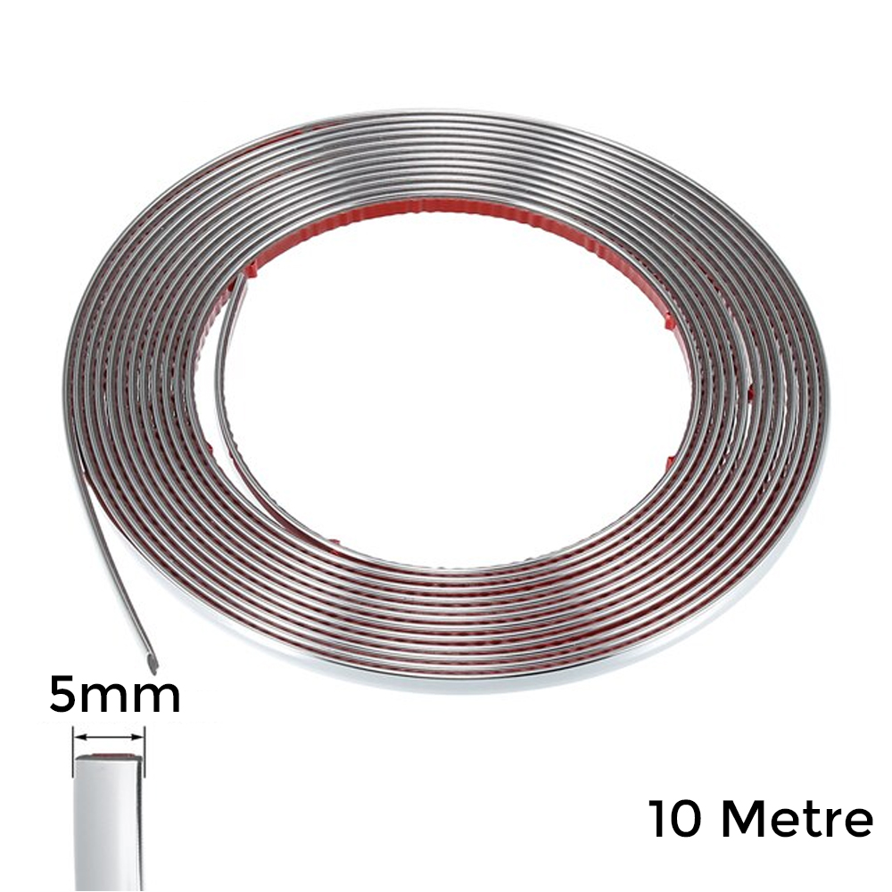 Yapışkanlı Nikelaj Şerit Bant Çıta 5mm 10 Metre Krom