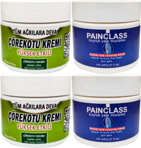 Süper Çörek Otu Kremi Orta Boy 2x 100 ml + Painclass 2x 150 ml Kuyruk Yağı Kremi