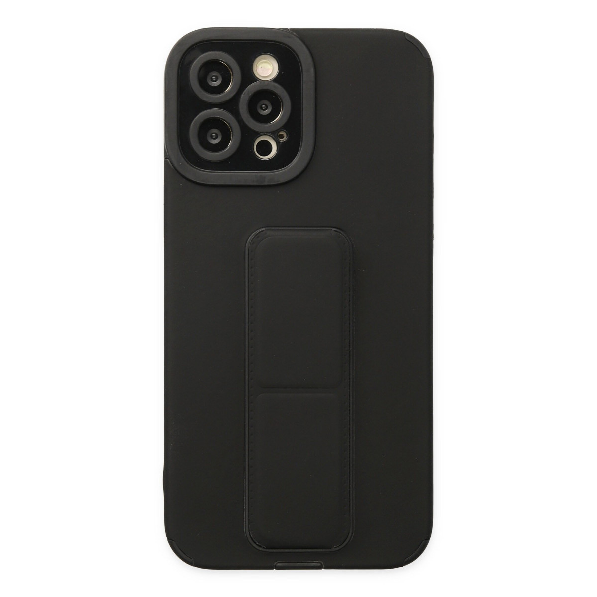 iPhone 12 Pro Max Kılıf Mega Standlı Silikon - Siyah