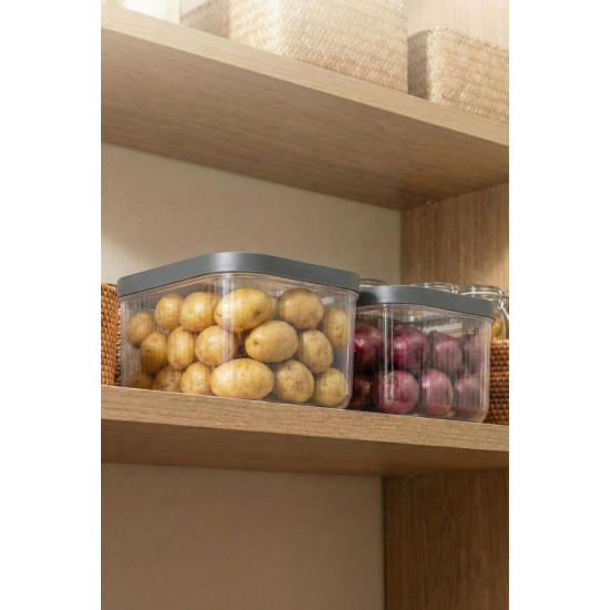 2'Li 12 LT Multibox Füme Kayar Kapaklı Saklama Kabı & Erzak Kabı & Patates Soğan Kovası