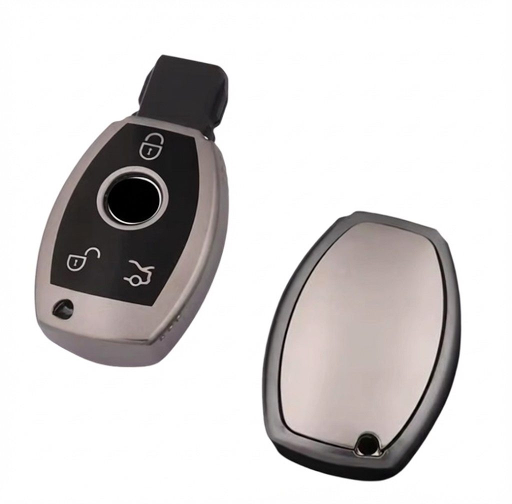 Mercedes E Seri Uyumlu Smart 3 Buton Silikon Oto Anahtar Kumanda Kabı Kılıf Gri