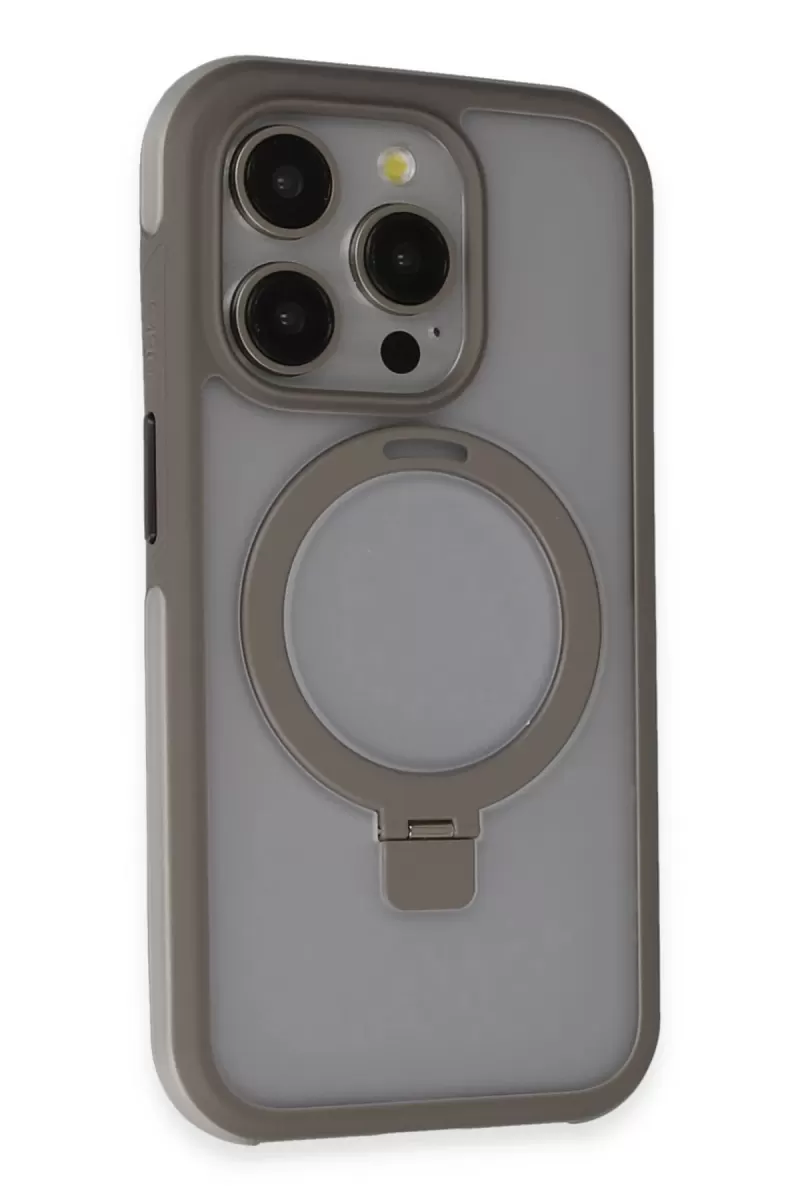 iPhone 15 Pro Max Zorda Airbag Magsafe Standlı Kapak - Titan Gri