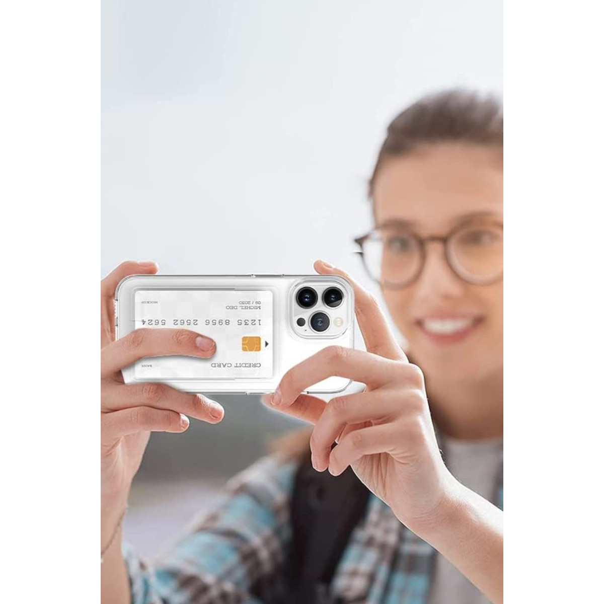 iPhone 14 Plus Kılıf Kart Şeffaf Silikon - Şeffaf — görsel 2