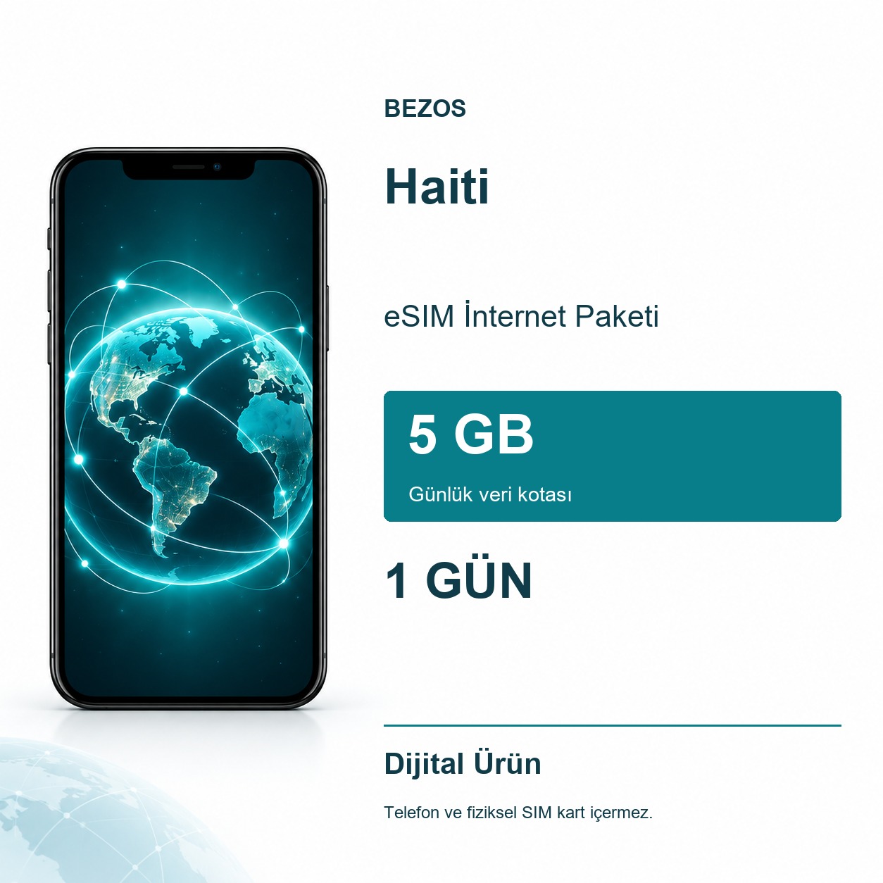 Haiti eSIM İnternet Paketi Günlük 5 GB 1 Gün