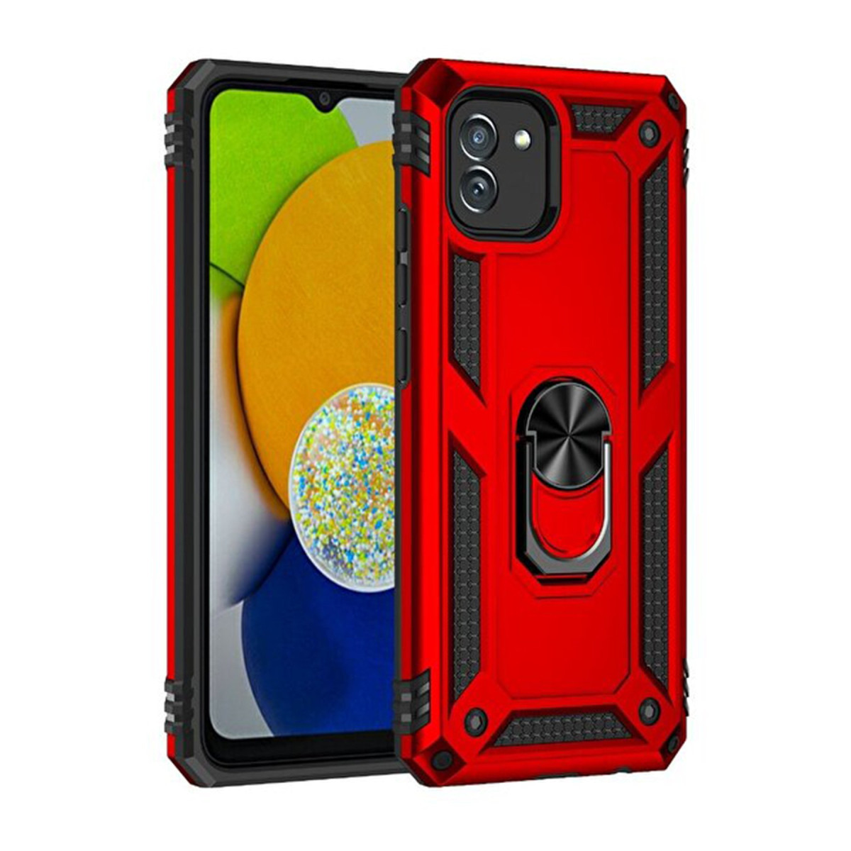 Galaxy A03 Kılıf Sofya Yüzüklü Silikon Kapak - Kırmızı