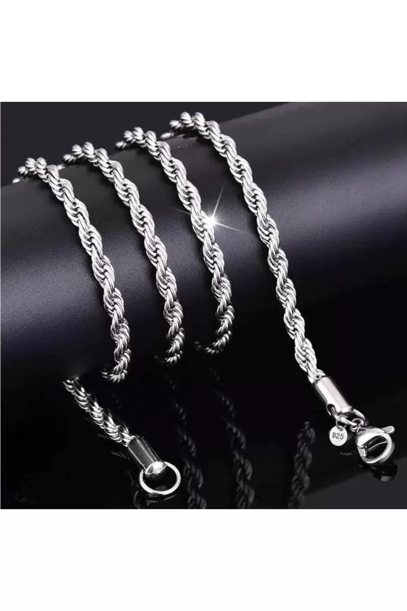 Kolye 925 Ayar Gümüş Burgu Zincir Unisex