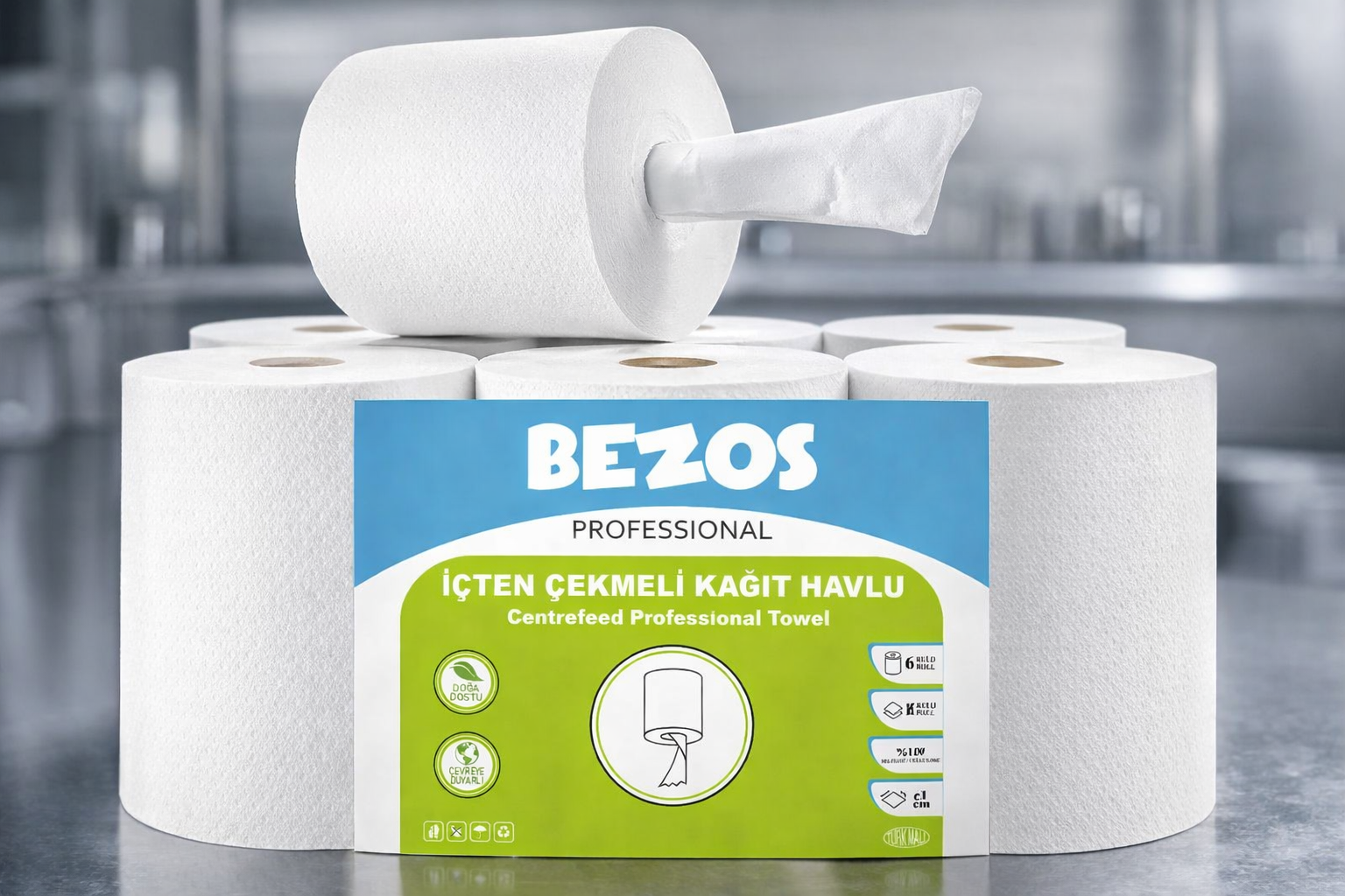 Bezos Professional İçten Çekmeli Kağıt Havlu 6’lı Koli | Endüstriyel &amp; Yoğun Kullanım