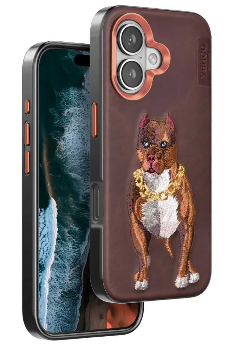 iPhone 16 Perma Desenli Kapak - Kahverengi