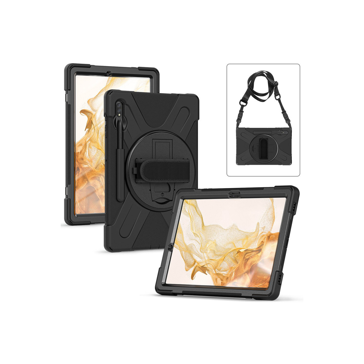 Galaxy T737 Tab S7 FE 12.4 Kılıf Amazing Tablet Kapak - Siyah