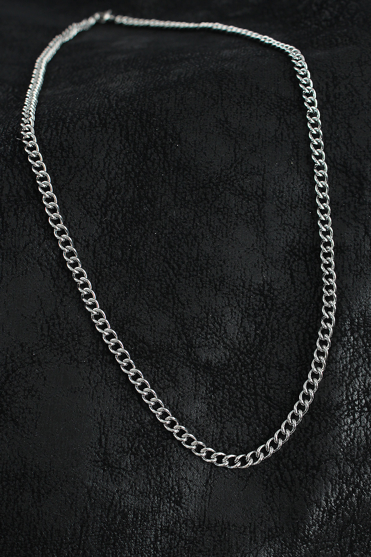 316L Çelik Klasik Oval Zincir Model Gümüş Renk Erkek Kolye