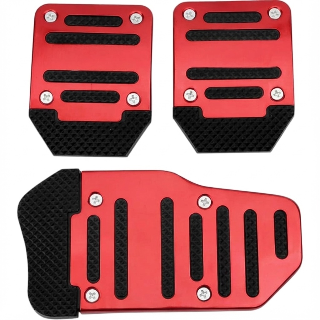 Universal Manuel Metal Pedal Seti 3 Parça Kırmızı