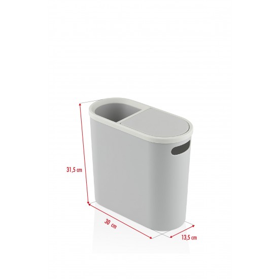 Gri Kapaklı WC Kağıtlıklı Çöp Kovası & Ofis Çöp Kovası 10 Lt