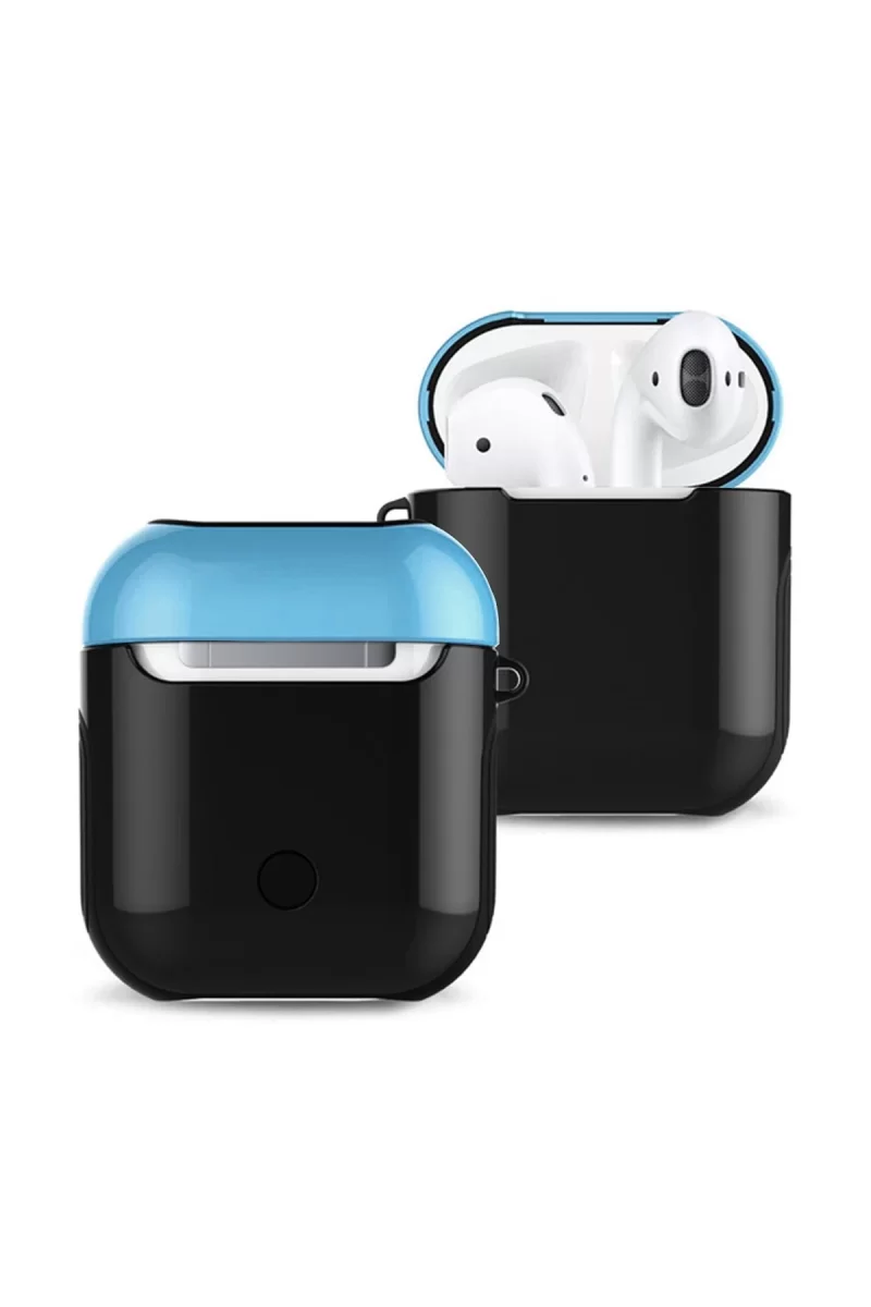 Airpods 2 (2.nesil) 3in1 Kılıf - Siyah-Mavi