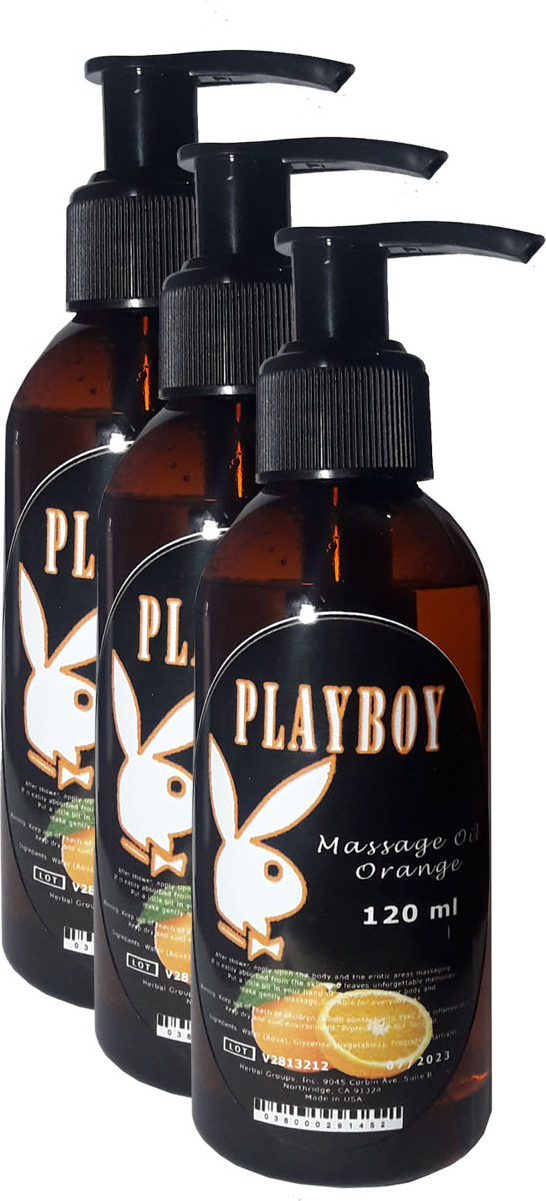 Playboy Orange Flavored Massage Oil Portakal Aromalı Vücut Masaj Yağı 120 ml 3 Adet