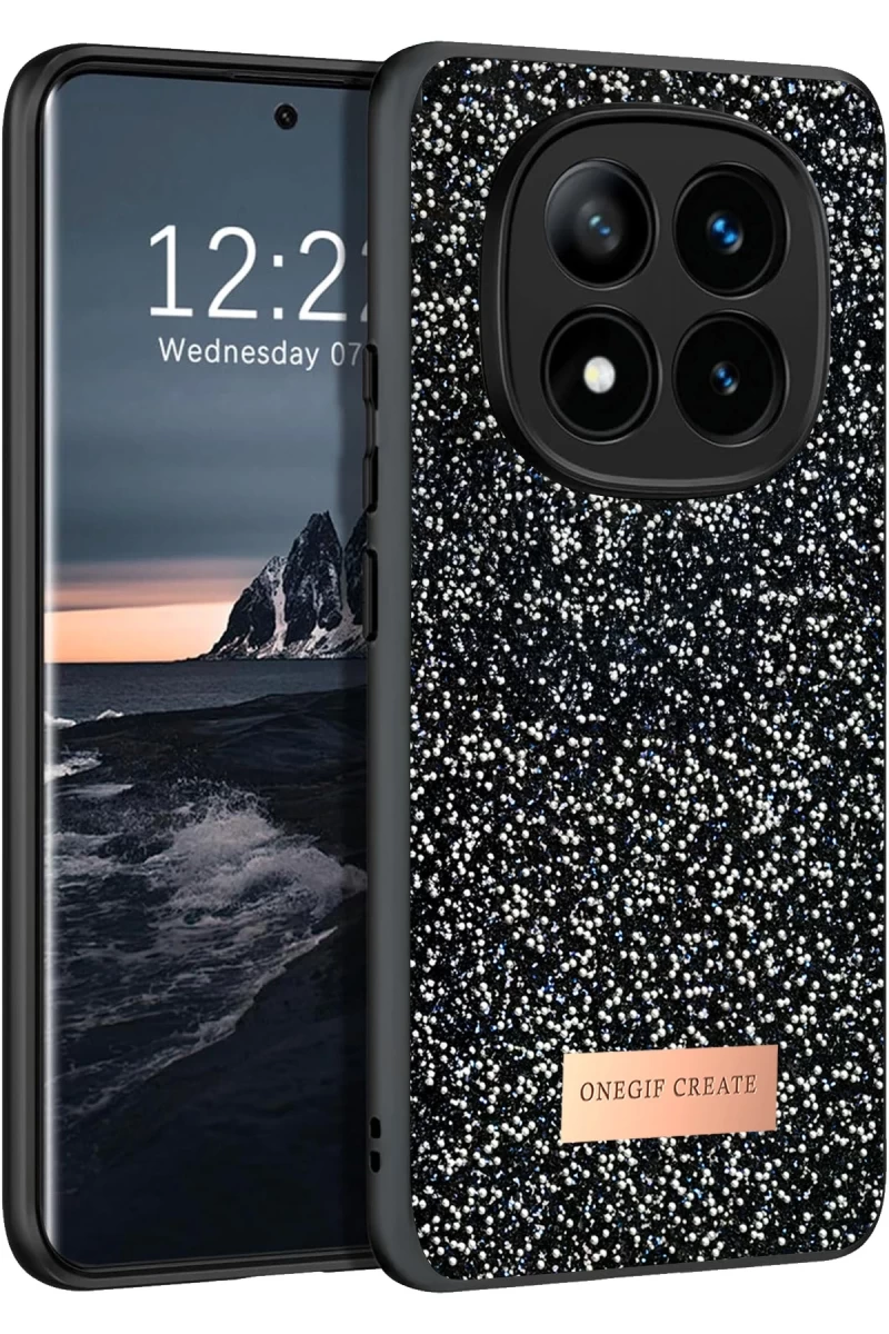 Onegif Xiaomi Redmi Note 14 Pro 4G Uyumlu Bright Simli Kapak - Siyah