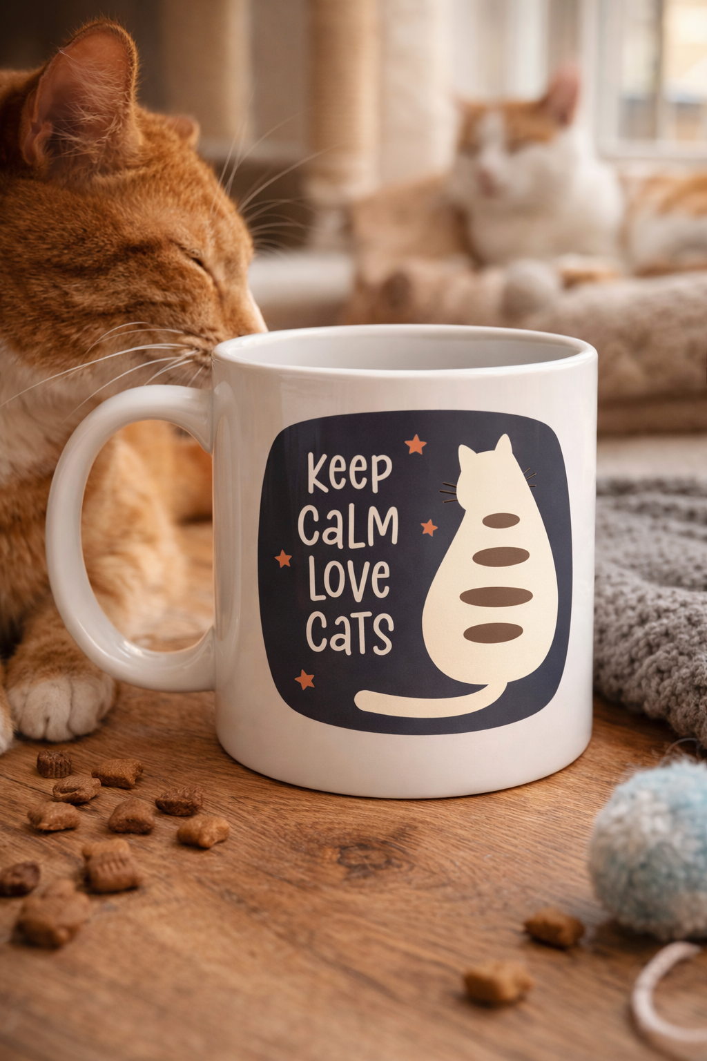 Keep Calm Love Cats Kedi Temalı Porselen Kupa MODEL 56 – Sevimli Tasarım , Kahve &amp; Çay Kupası