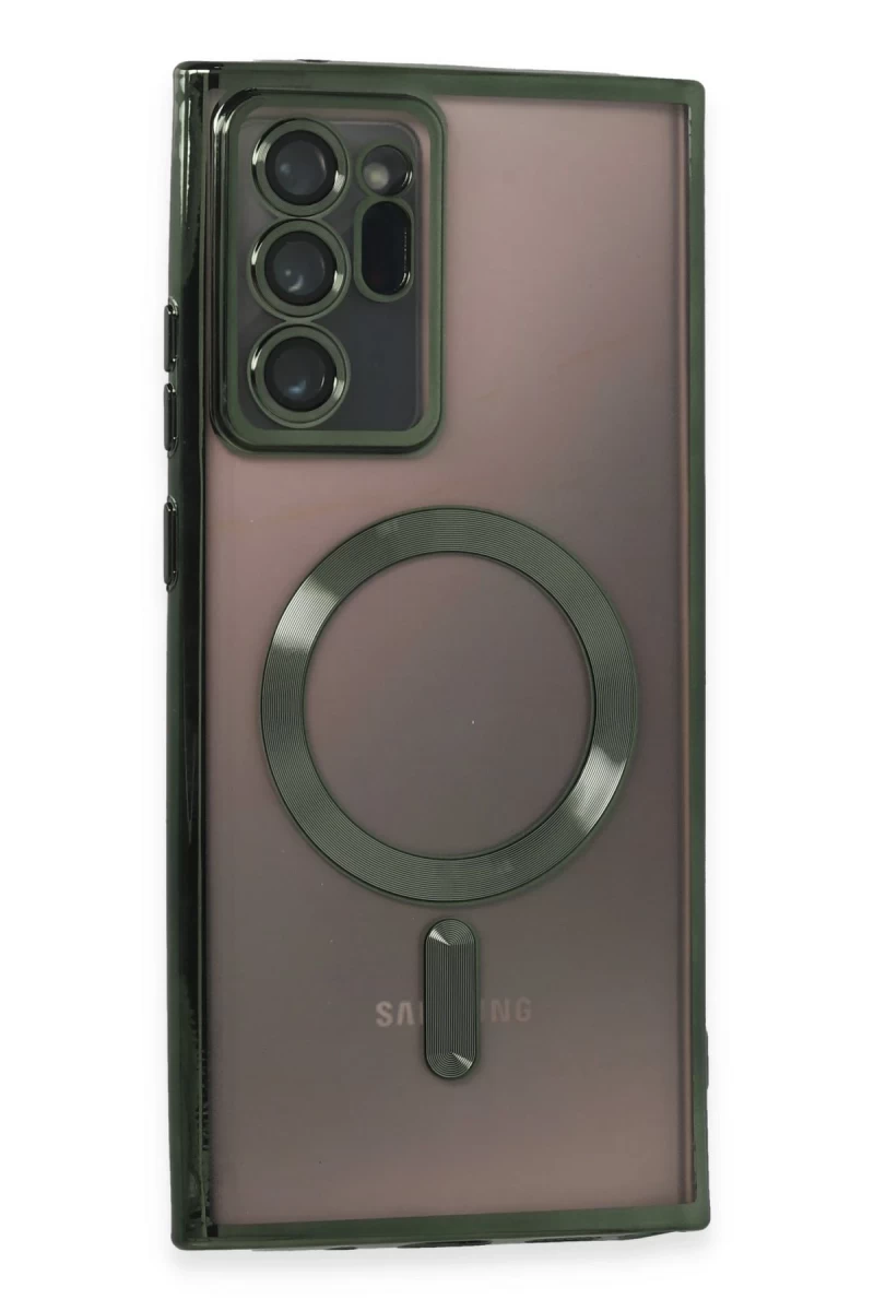 Samsung Galaxy Note 20 Ultra Uyumlu Kılıf Kross Magneticsafe Kapak - Koyu Yeşil