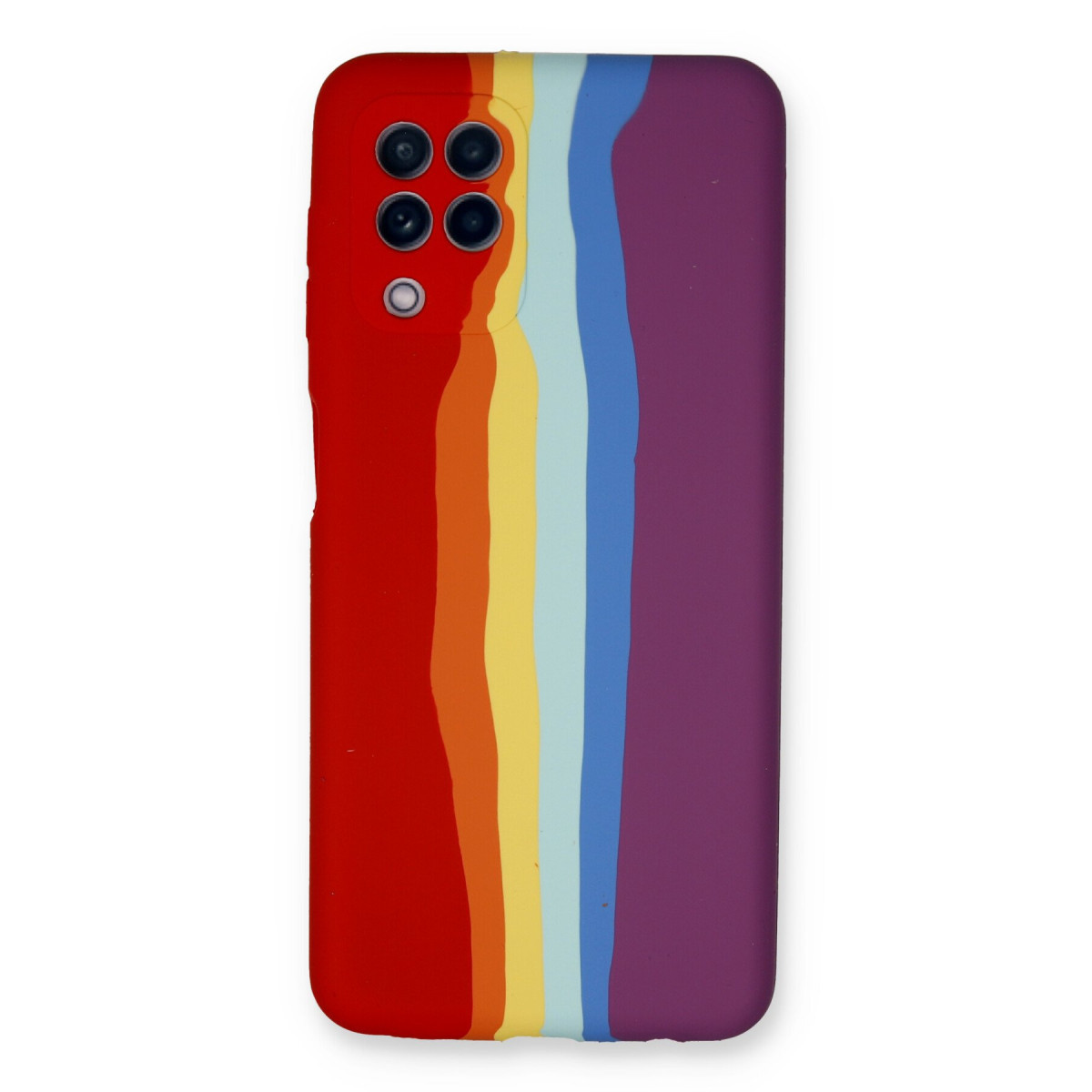 Galaxy A22 Kılıf Ebruli Lansman Silikon - Kırmızı-Mor