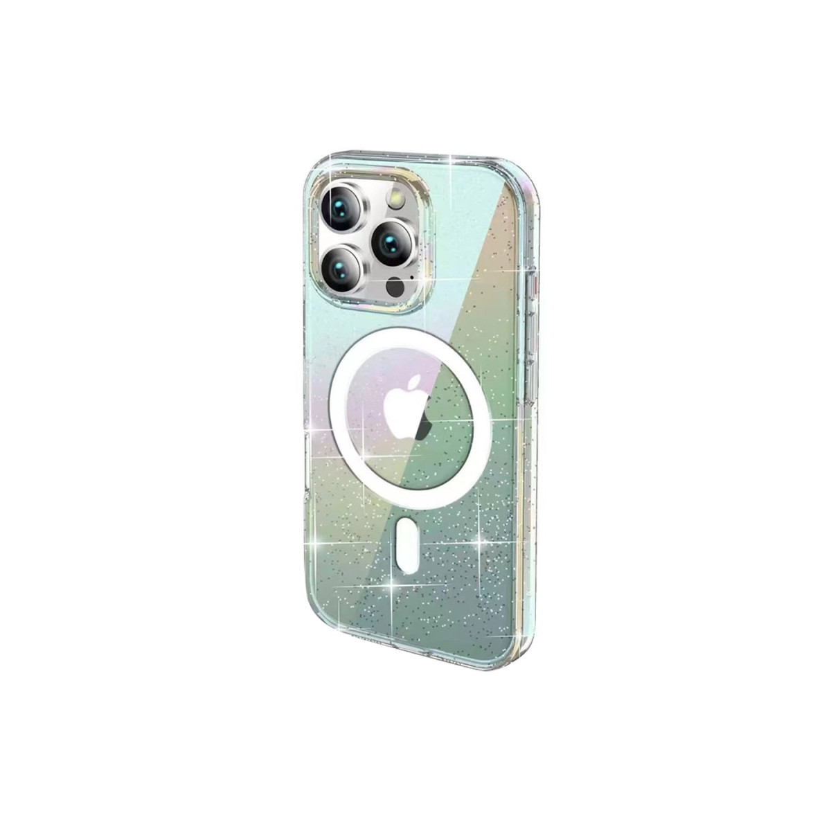 iPhone 14 Pro Max Rasasi Simli Magsafe Kapak - Şeffaf