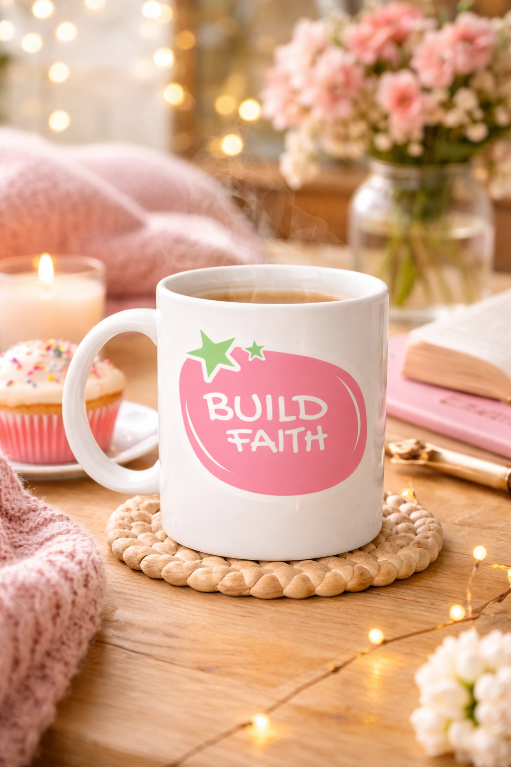 Build Faith "UMUDUNU İNŞA ET" Yazılı Porselen Kupa MODEL 151 – Motivasyon Temalı, Kahve &amp; Çay Kupası – Hediye Seçeneği