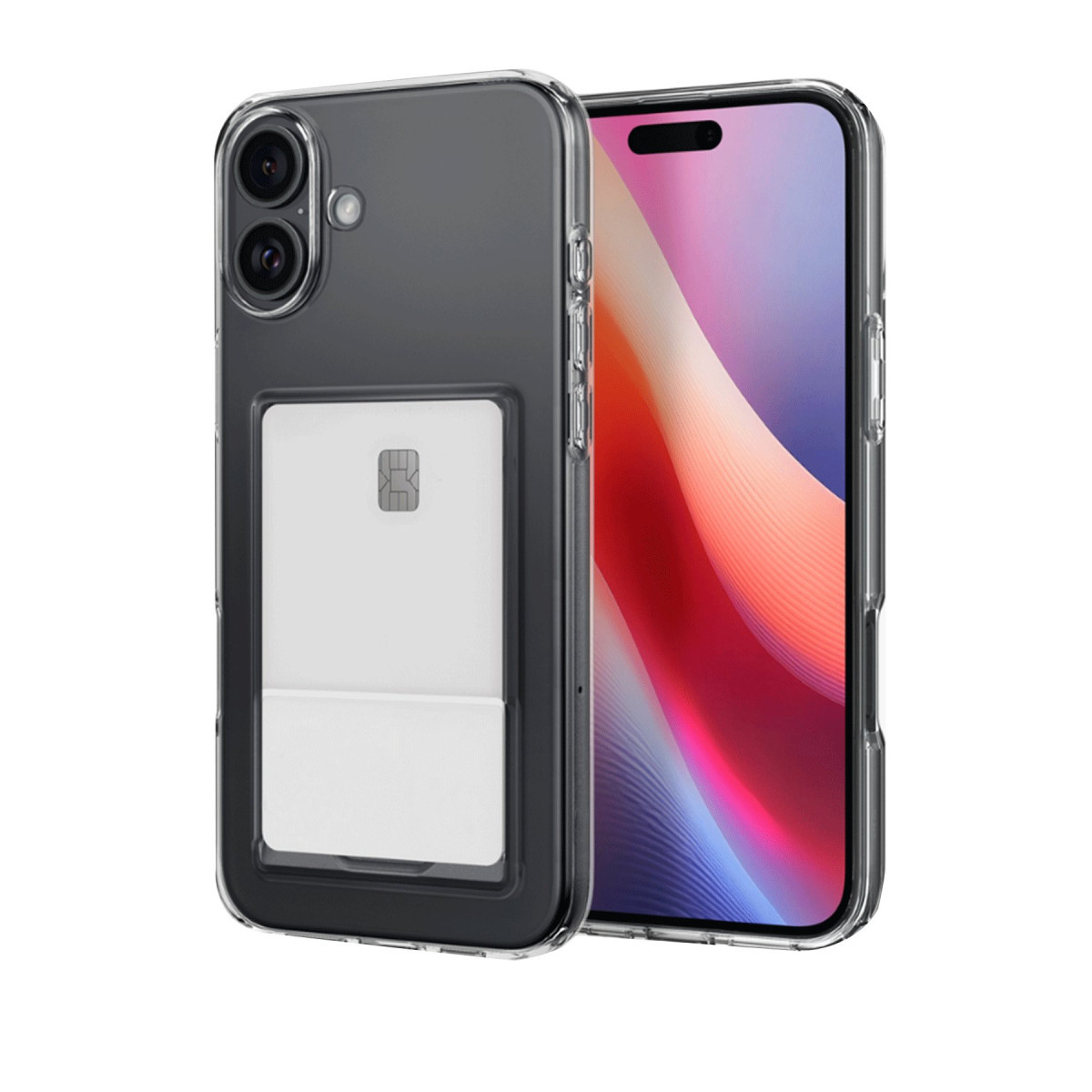 iPhone 16 Kılıf Kart Şeffaf Silikon - Şeffaf