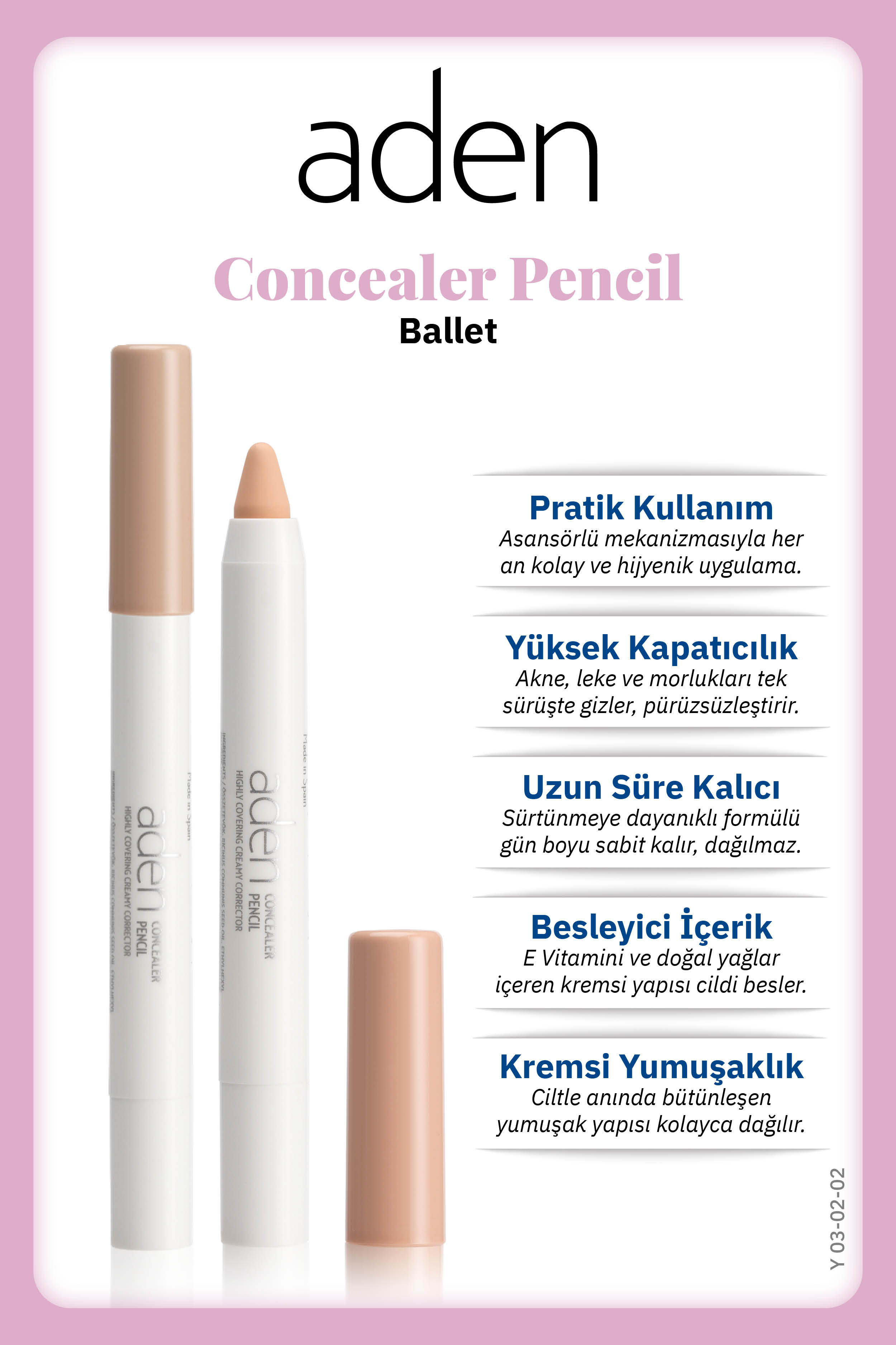Aden Concealer Pencil - Kapatıcı Kalem 02 Ballet(Ten)