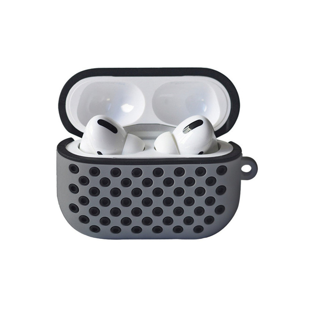Airpods Pro 2 (2.nesil) Spor Delikli Kılıf - Gri-Siyah