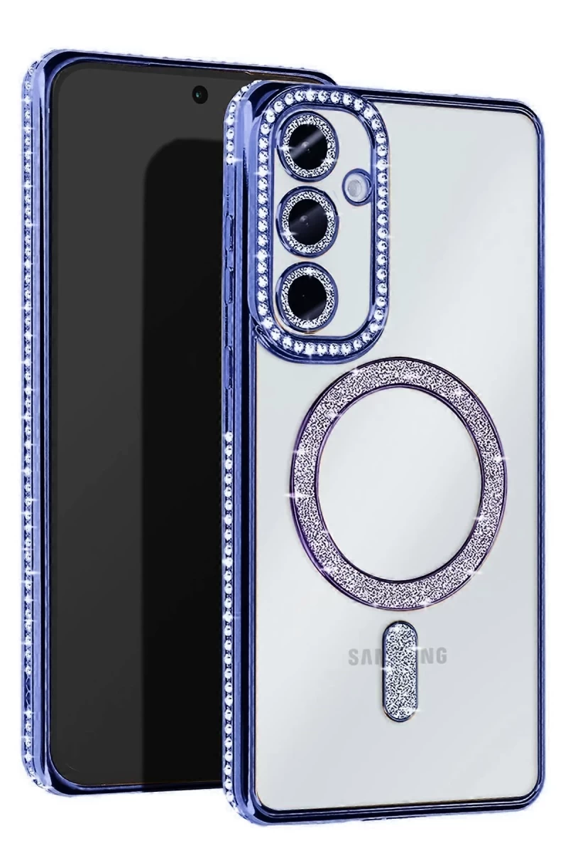 Samsung Galaxy S24 FE Uyumlu Joke Simli Magneticsafe Kılıf - Mavi