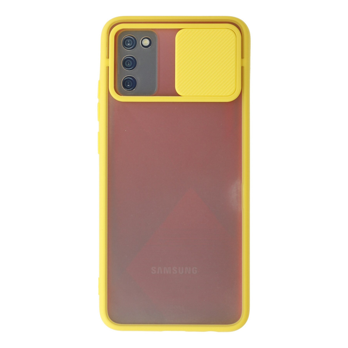 Galaxy A02S Kılıf Palm Buzlu Kamera Sürgülü Silikon - Sarı