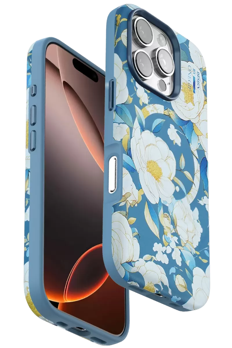 iPhone 16 Pro Max Flower Series Magsafe Kapak - Mavi