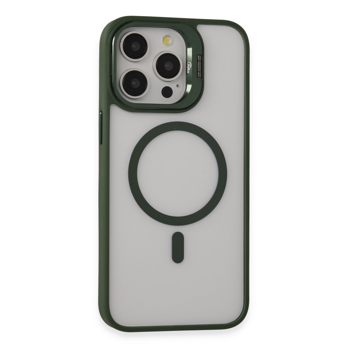 iPhone 15 Pro Kılıf Roblox Lens Magsafe Standlı Kapak - Koyu Yeşil