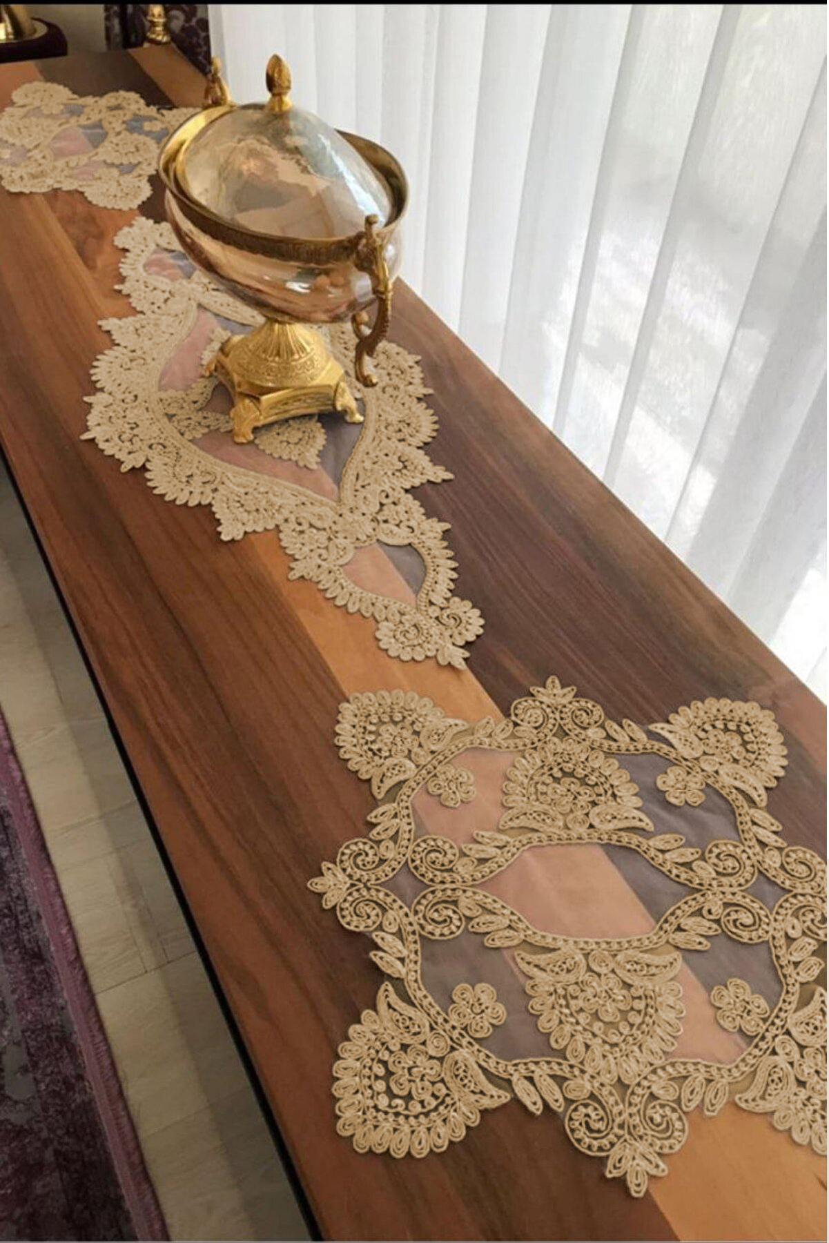Salon Takımı 3 Parça Yemek Masası Örtüsü Sehpa Örtüsü