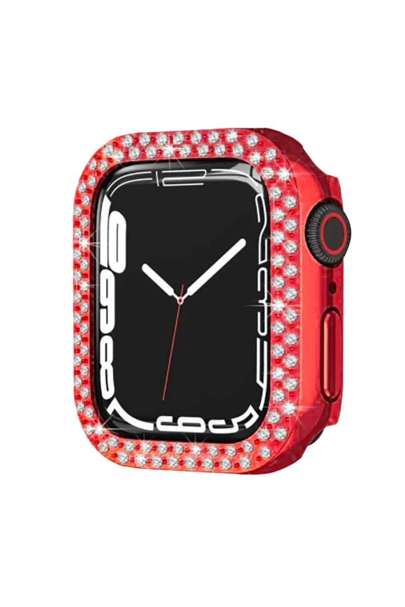 Apple Watch 42mm Uyumlu Taşlı Kasa - Kırmızı