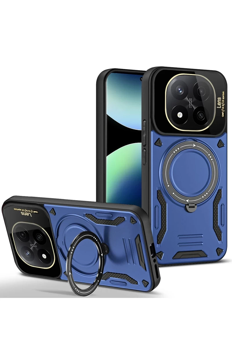 Xiaomi Redmi Note 14 Pro 4G Uyumlu Kılıf Joy Lens Standlı Kapak - Lacivert
