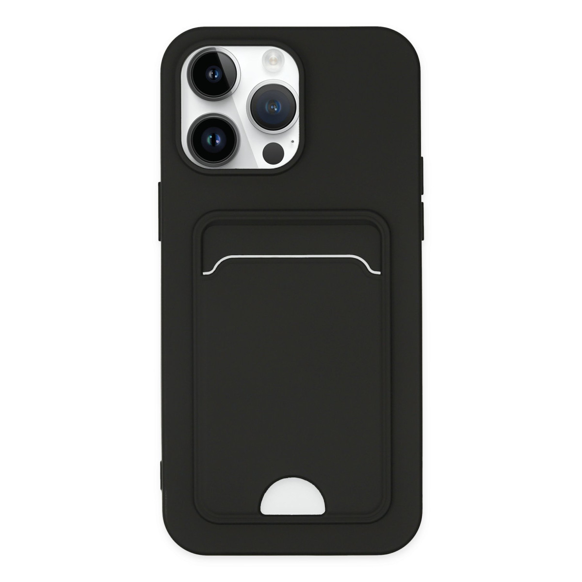 iPhone 14 Pro Kılıf Kelvin Kartvizitli Silikon - Siyah