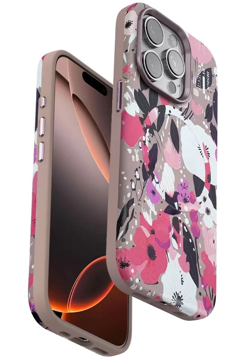iPhone 14 Pro Flower Series Magsafe Kapak - Pembe