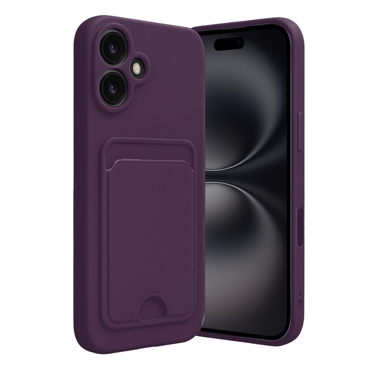 iPhone 16 Kılıf Kelvin Kartvizitli Silikon - Derin Mor