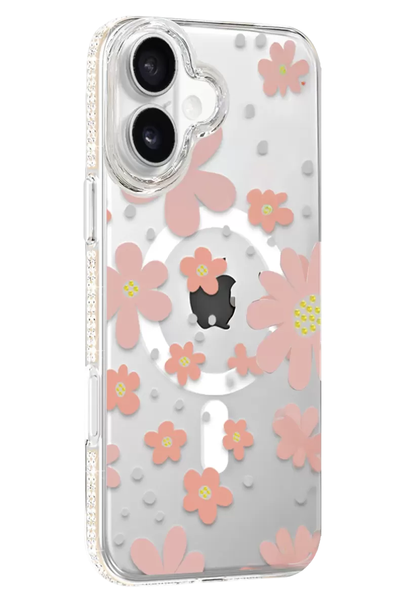 iPhone 16 Floral Magsafe Kapak - Pembe