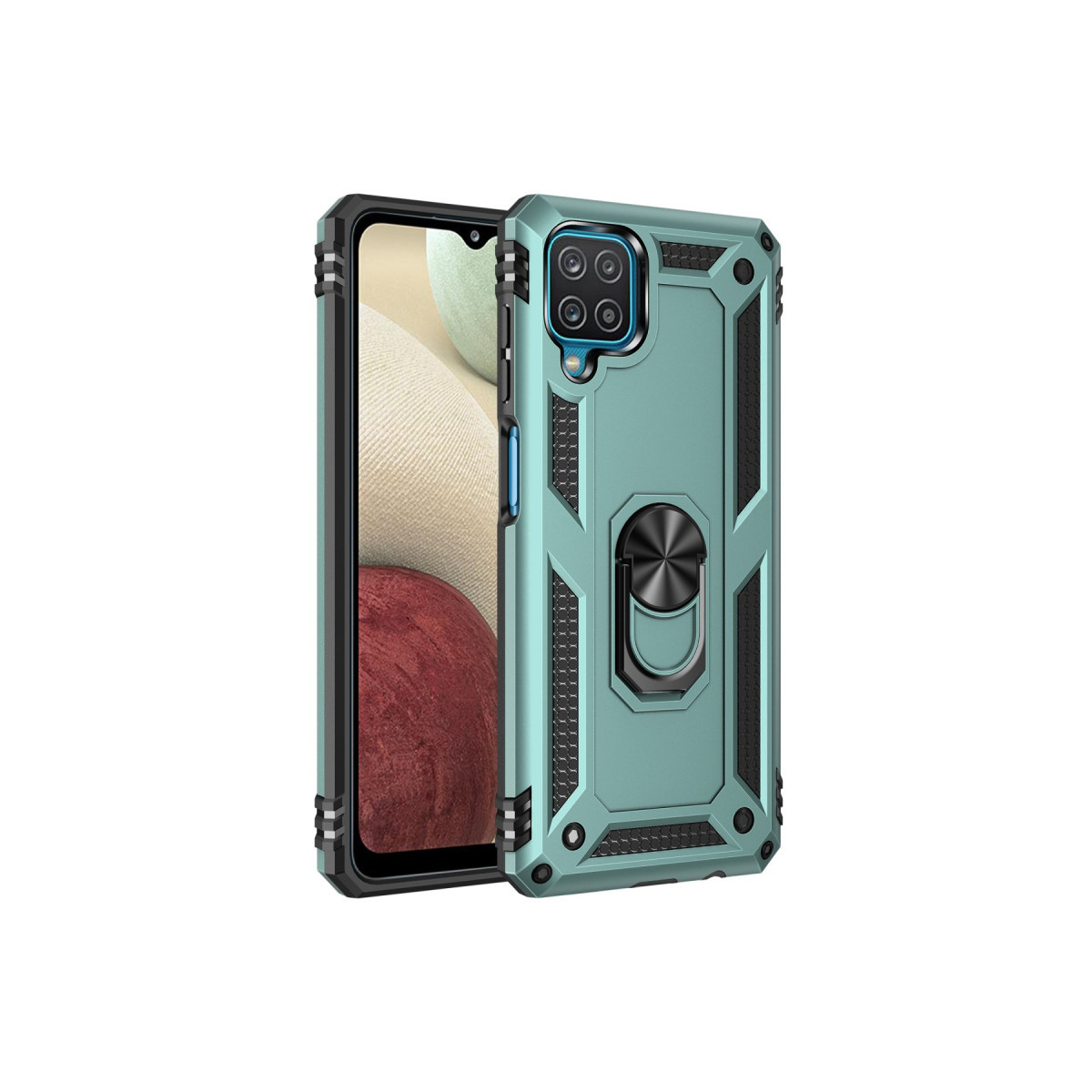 Galaxy A22 Kılıf Sofya Yüzüklü Silikon Kapak - Yeşil