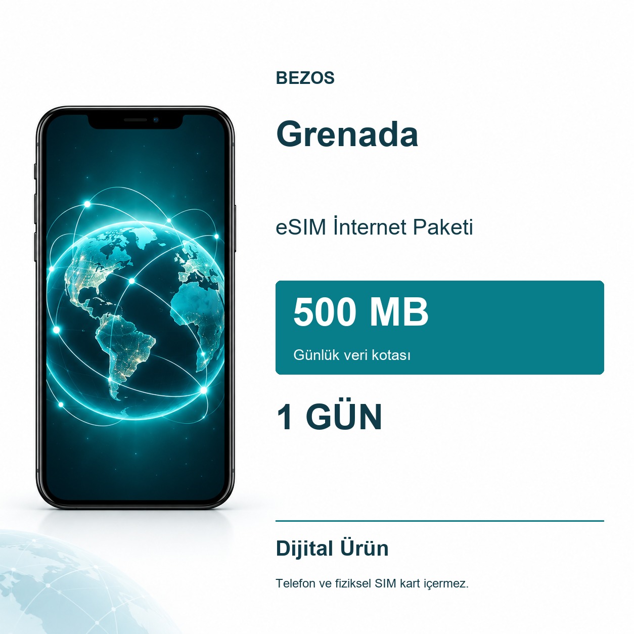 Grenada eSIM İnternet Paketi Günlük 500 MB 1 Gün