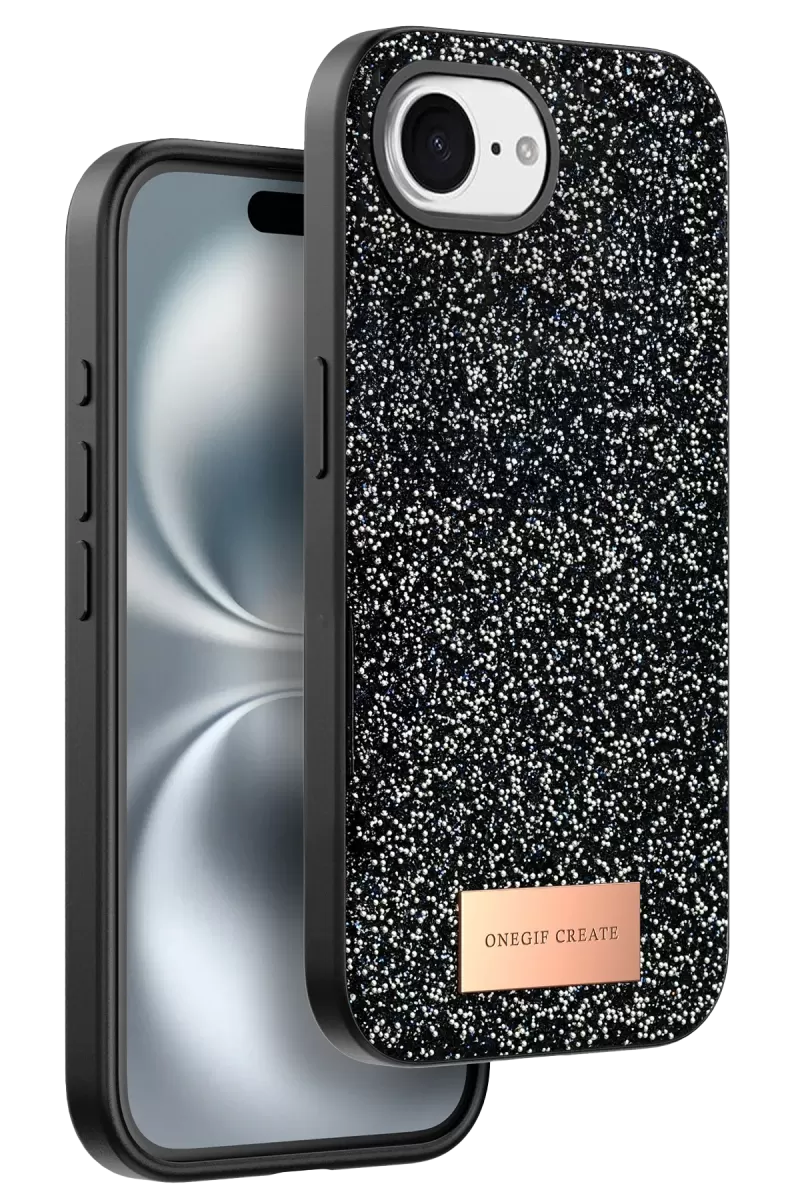 iPhone 16E Bright Simli Kapak - Siyah