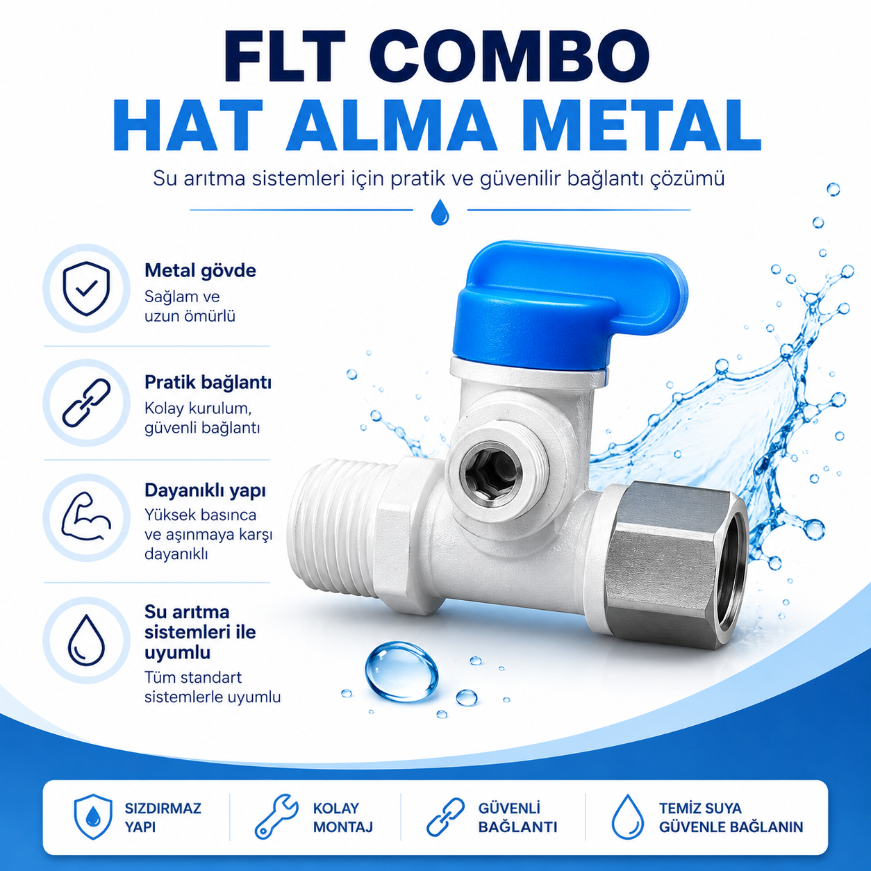 Su Arıtma Cihazı Metal Hat Alma Vanası FLT Combo 608696159