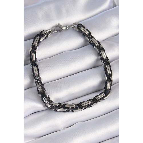 316L �elik Siyah G�m�� Renk Kral Zincir Model Erkek Bileklik