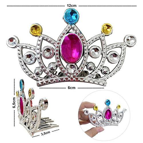 G�m�� Renk Tarakl� Model Prenses Krali�e Tac� 2 No 12x7 cm