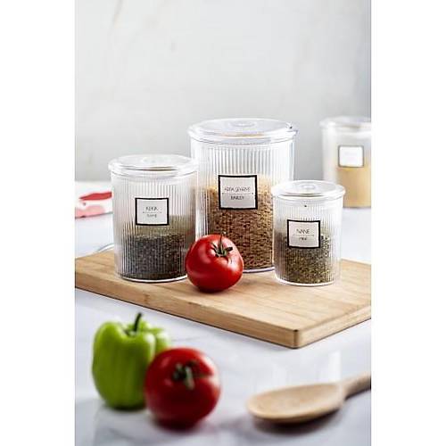12'li Barok Yuvarlak 3 Boy Kavanoz Seti & Saklama Kab� & Erzak Kab� (4*1000 ML, 4*500 ML,4*250 ML)