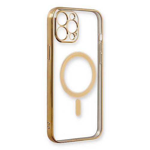 iPhone 12 Pro K�l�f Magneticsafe Lazer Silikon - Gold