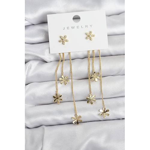 Papatya Model Gold Renk Pirin� Sallant�l� Kad�n K�pe